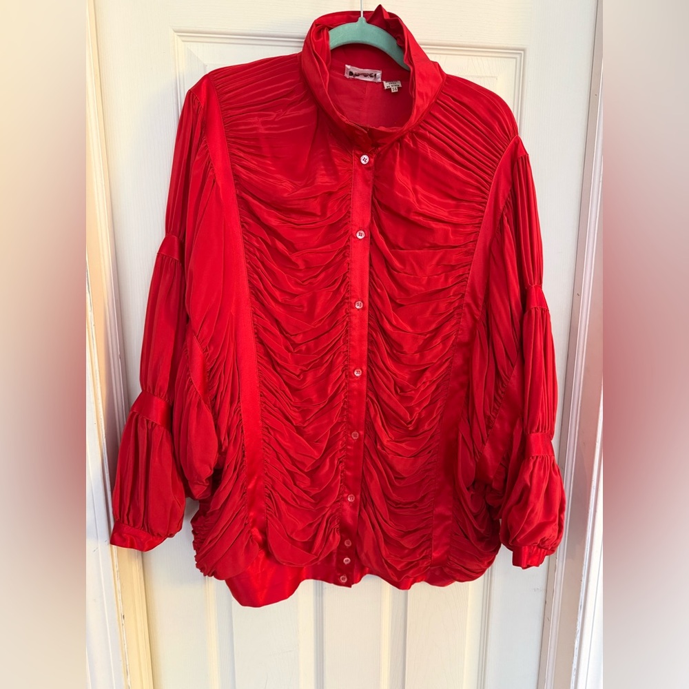 Pia Rucci Red Silk, Bat-Wing Jacket